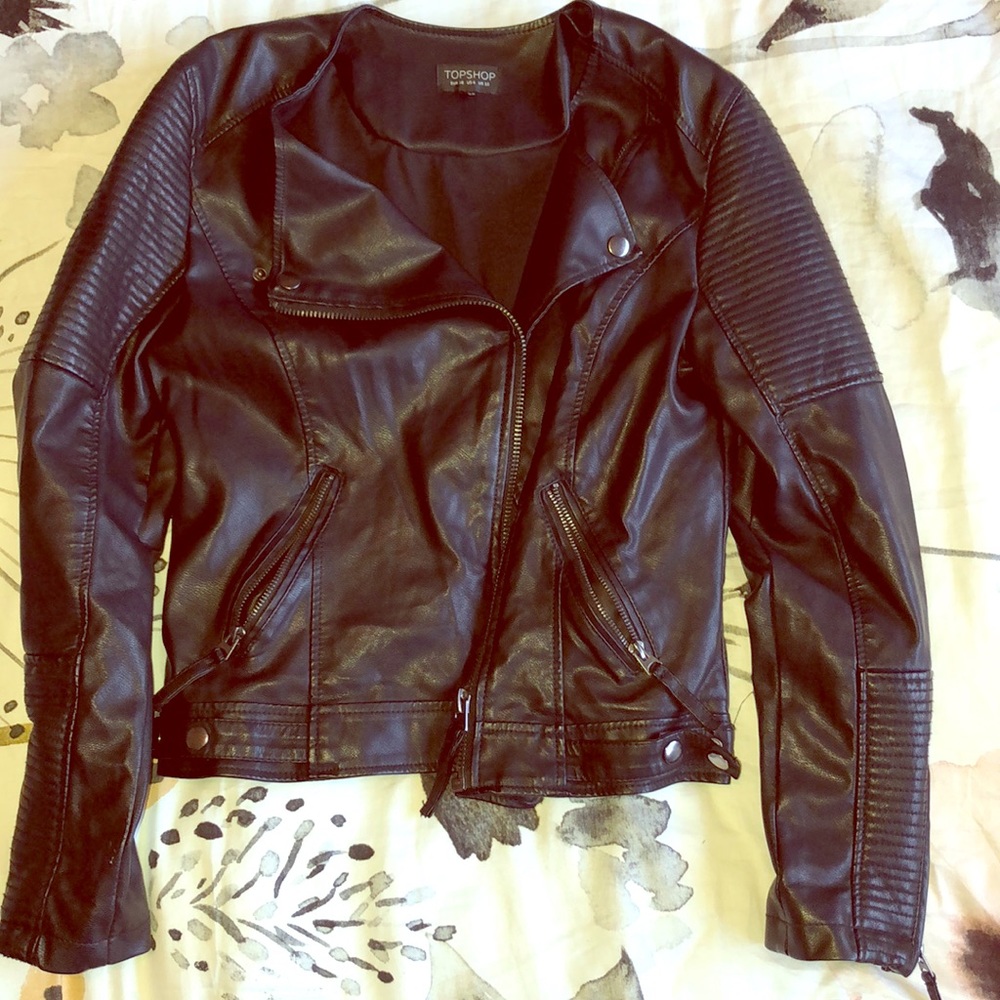 Black leather top shop jacket